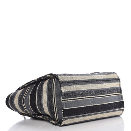 Chanel Striped Canvas Large Deauville Tote Dark Grey 5 of 9