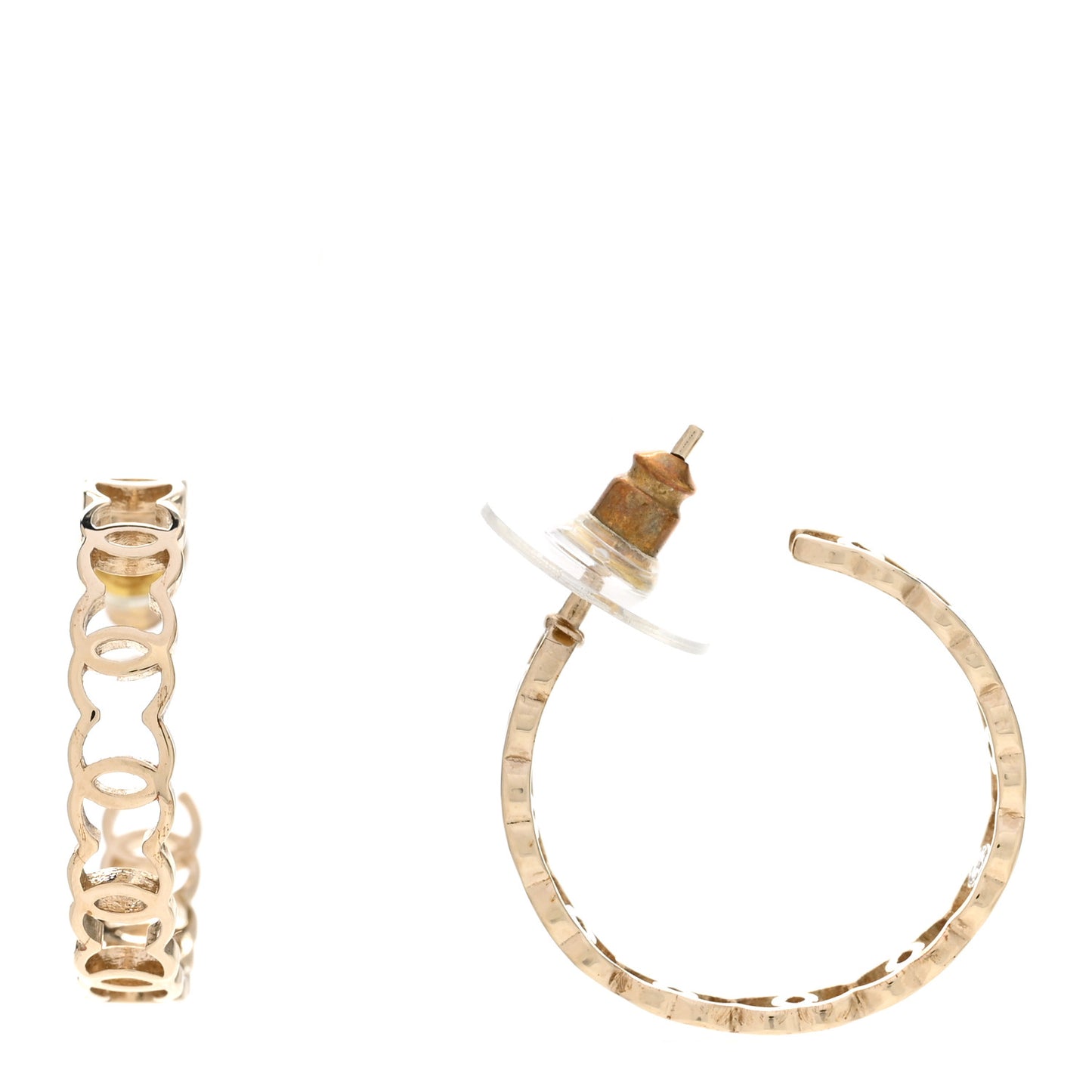 Metal CC Hoop Earrings Gold