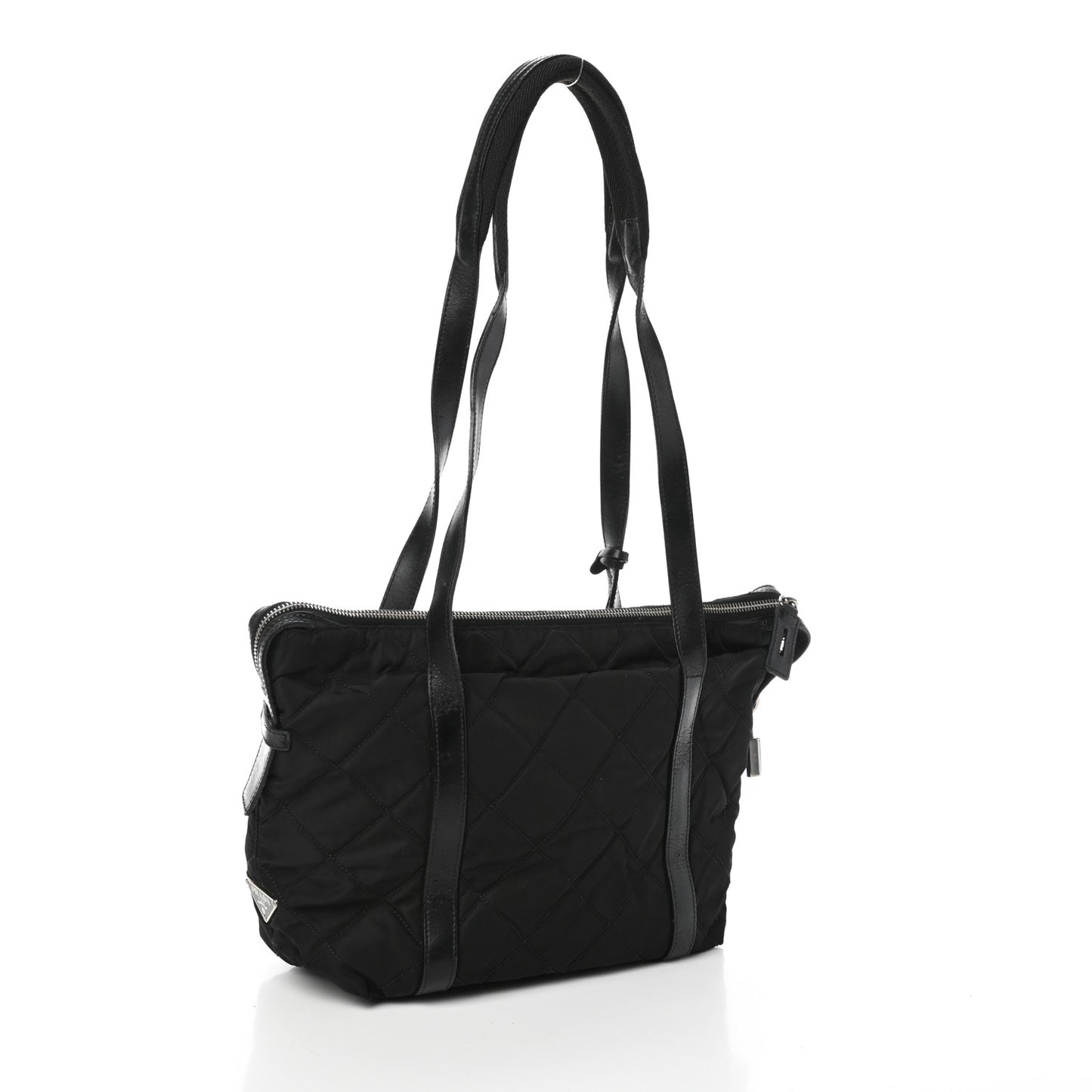 Nylon Tessuto Impuntu Quilted Shoulder Bag Black