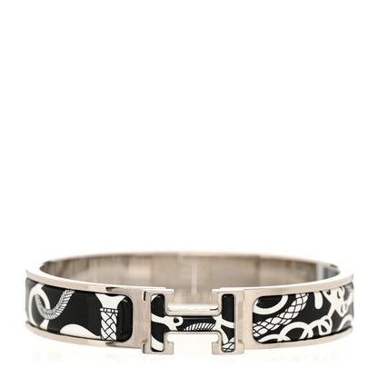 Hermes Enamel Printed Panoplie Equestre Narrow Clic Clac H Bracelet GM Positif Negatif 1 of 4