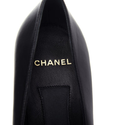 Chanel Lambskin Patent Cap Toe Pearl Pumps 37 Black 8 of 10