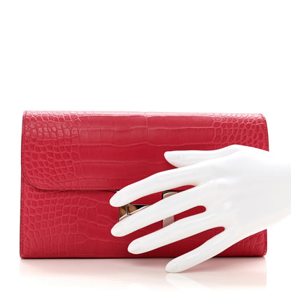 Hermes Matte Alligator Constance Long Wallet Rose Extreme 2 of 8