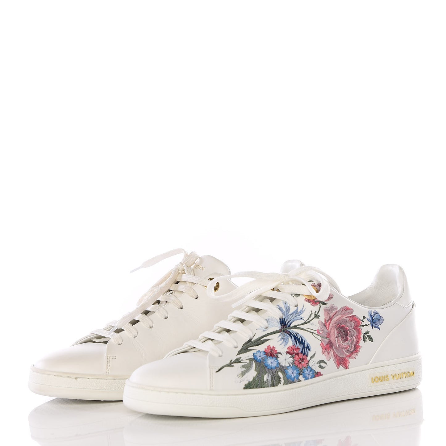 Calfskin Floral Frontrow Sneakers 37.5 White