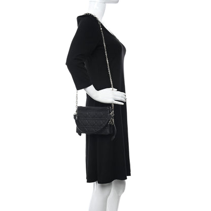 Christian Dior Lambskin Cannage Mini Top Handle Drawstring Bag Black 2 of 10