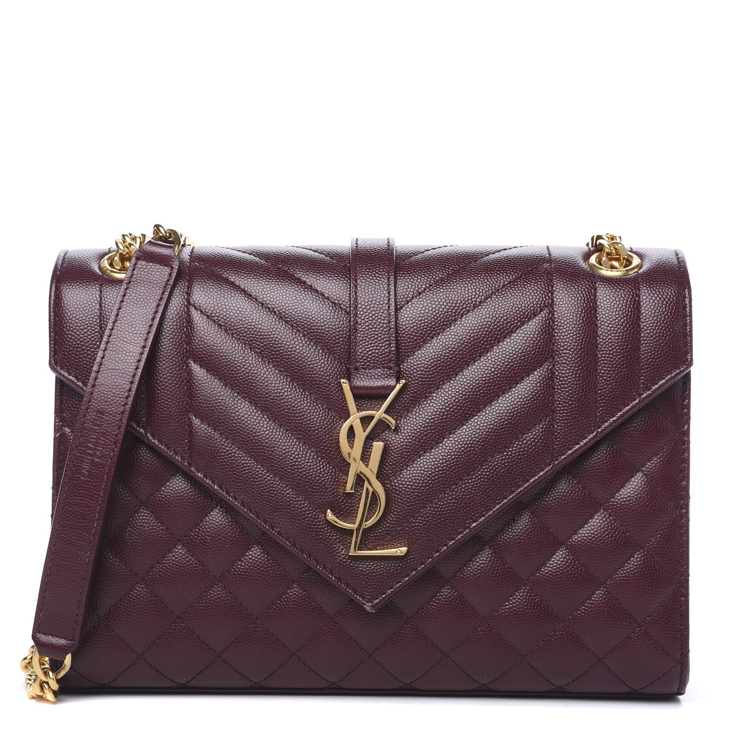Saint Laurent Grain De Poudre Textured Mixed Matelasse Medium Triquilt Monogram Satchel Rouge Legion 1 of 12