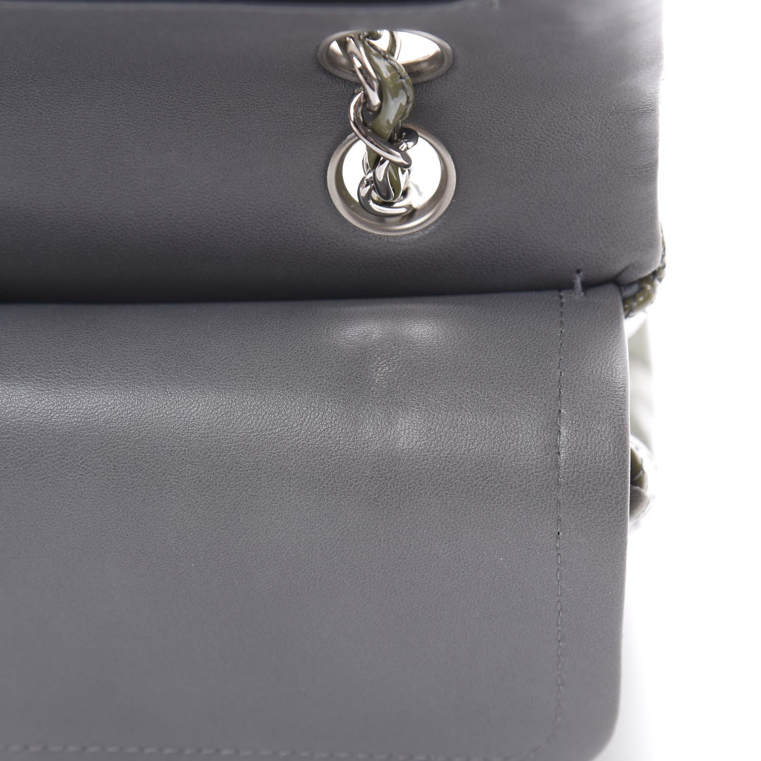 Chanel Patent Calfskin Quilted Medium Double Flap Grey 11 of 14