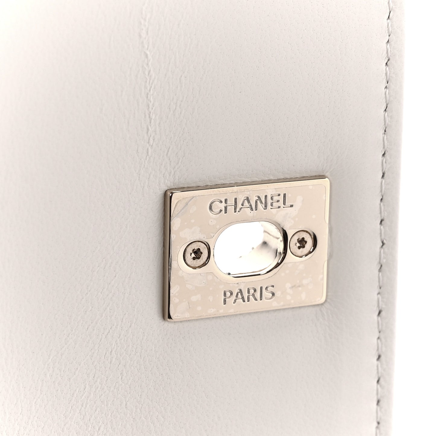 Lambskin Crystal Quilted Mini Trendy CC Dual Handle Flap Bag White