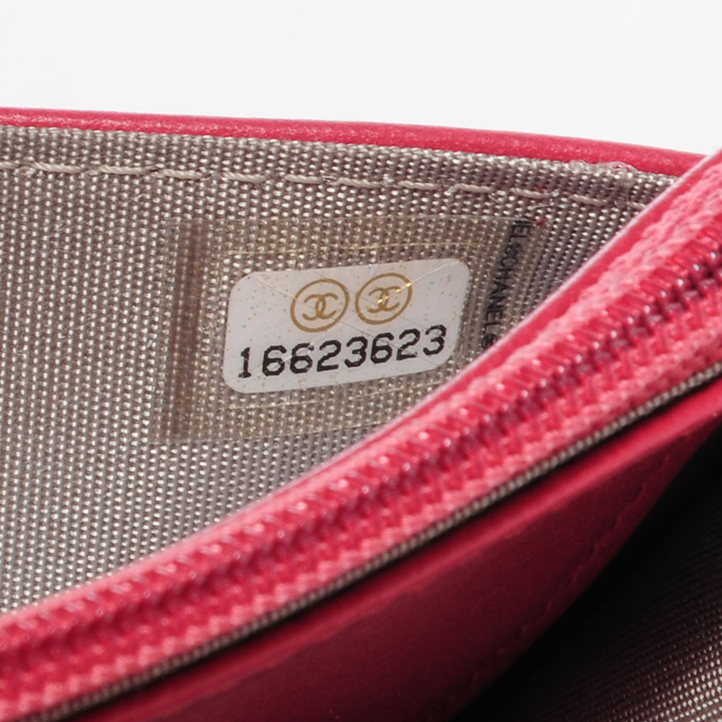 Lambskin Wallet on Chain Boy WOC Dark Pink