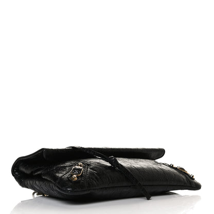 Balenciaga Agneau Classic Gold Hardware Mini Envelope Strap Clutch Black 4 of 12