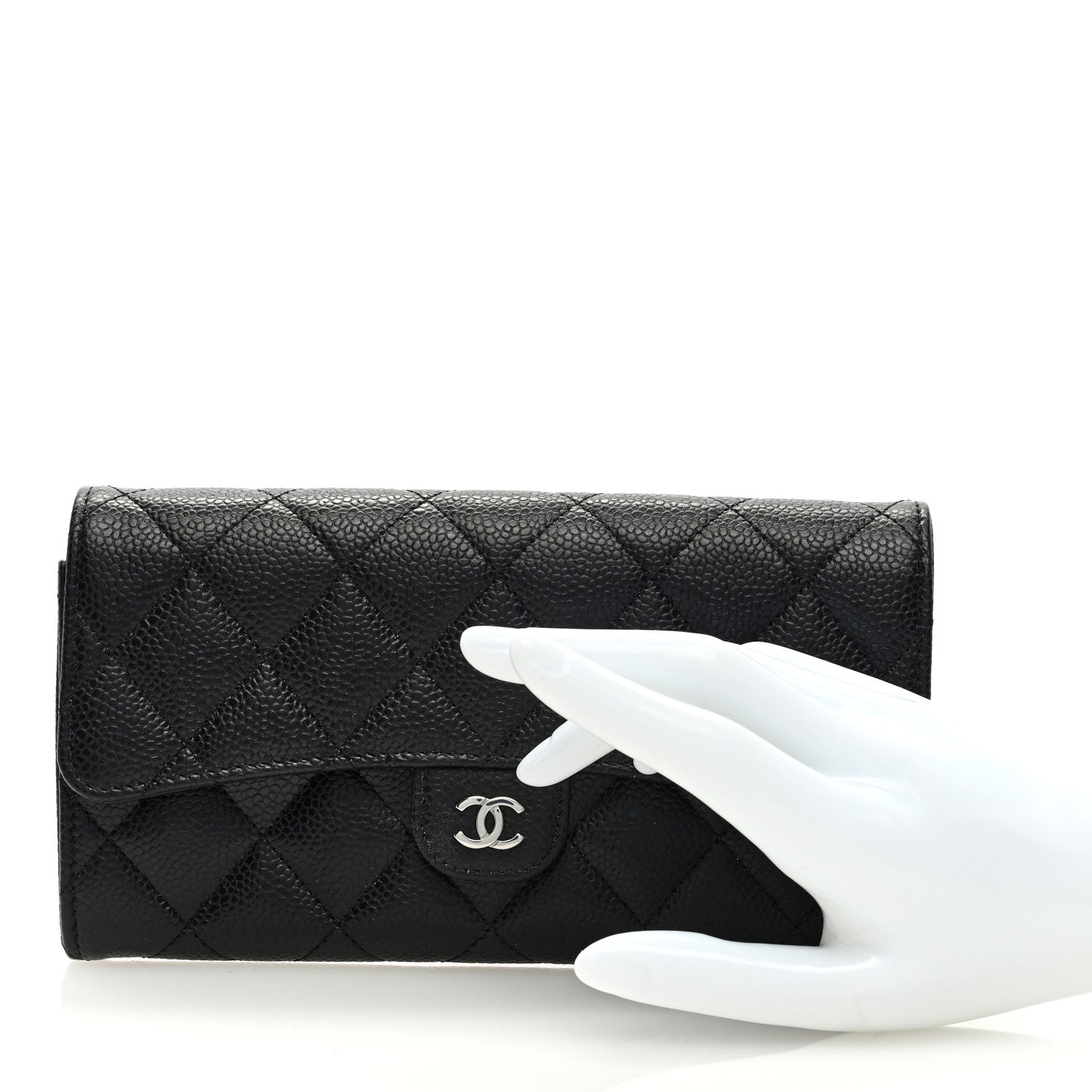Chanel Caviar Quilted Long Flap Wallet Black 2 of 7