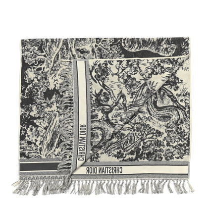 Christian Dior Cotton Toile De Jouy Reverse Towel Grey Ivory 2 of 4