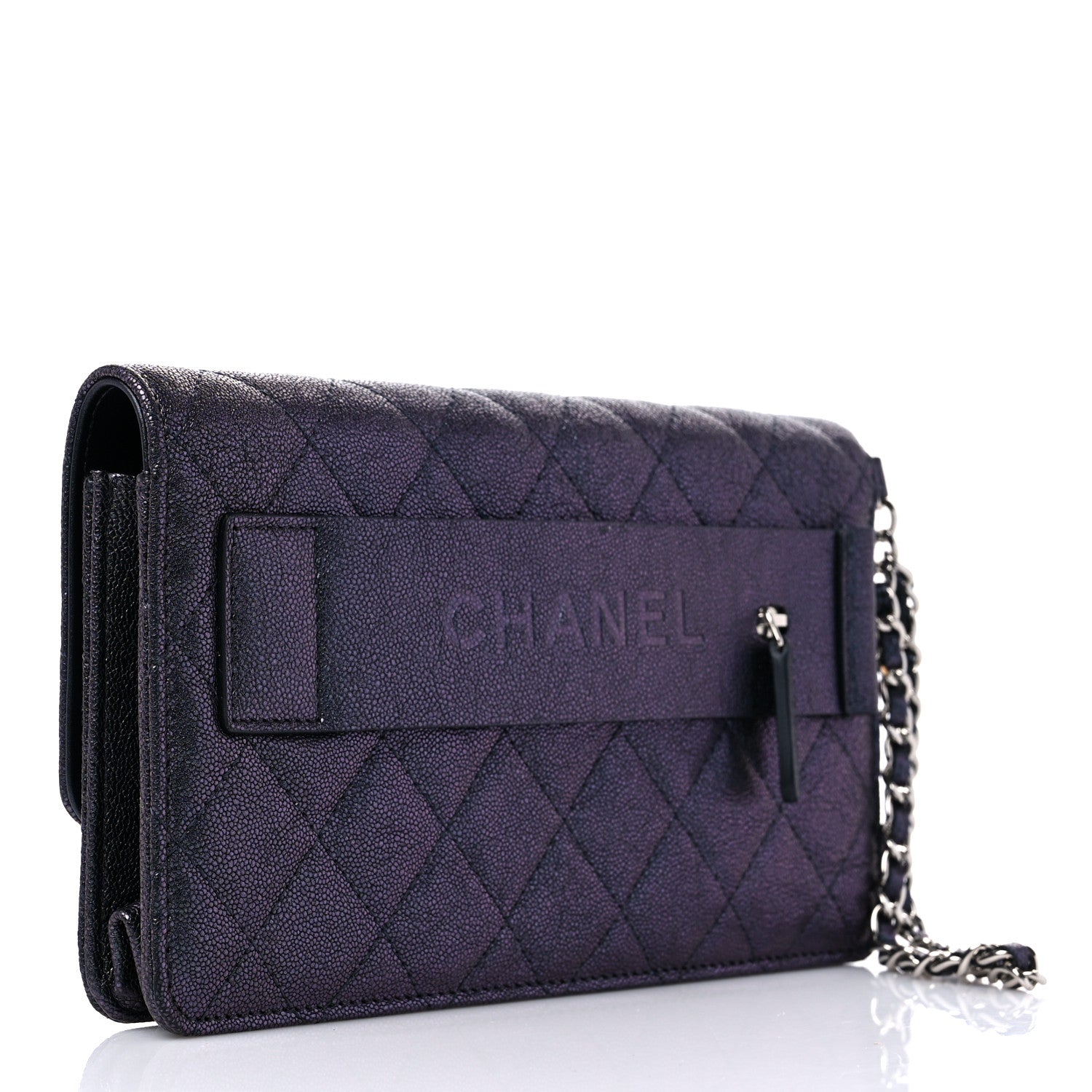 Chanel Iridescent Caviar Night by the C Pouch Clutch Black 2 of 11