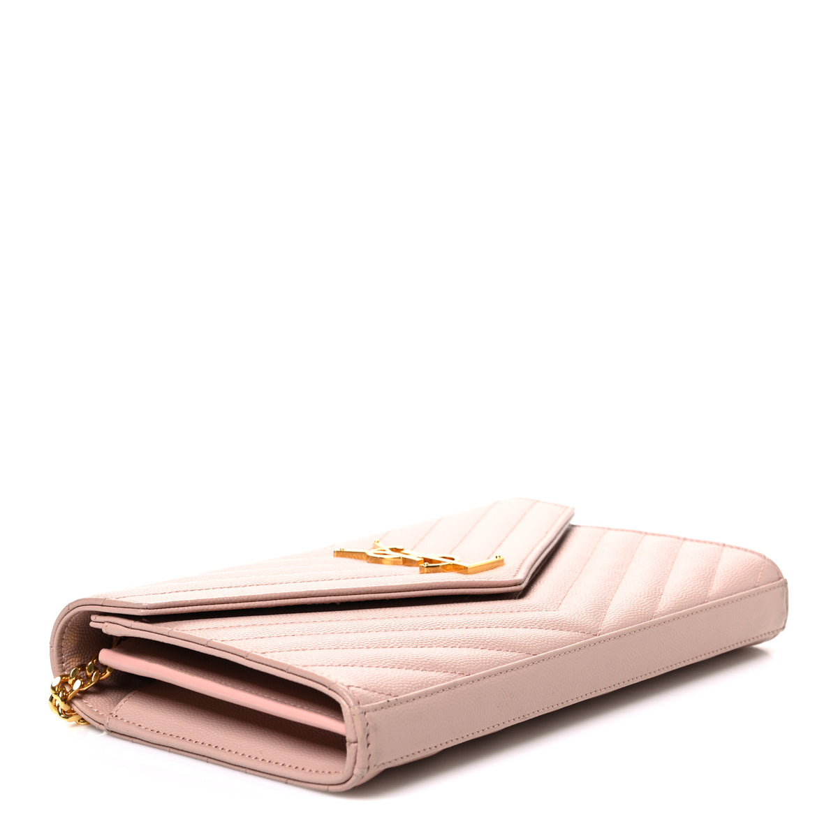Grain De Poudre Matelasse Chevron Monogram Chain Wallet Pale Blush