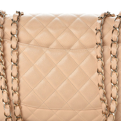 Chanel Caviar Quilted Jumbo Single Flap Beige Clair 9 of 14
