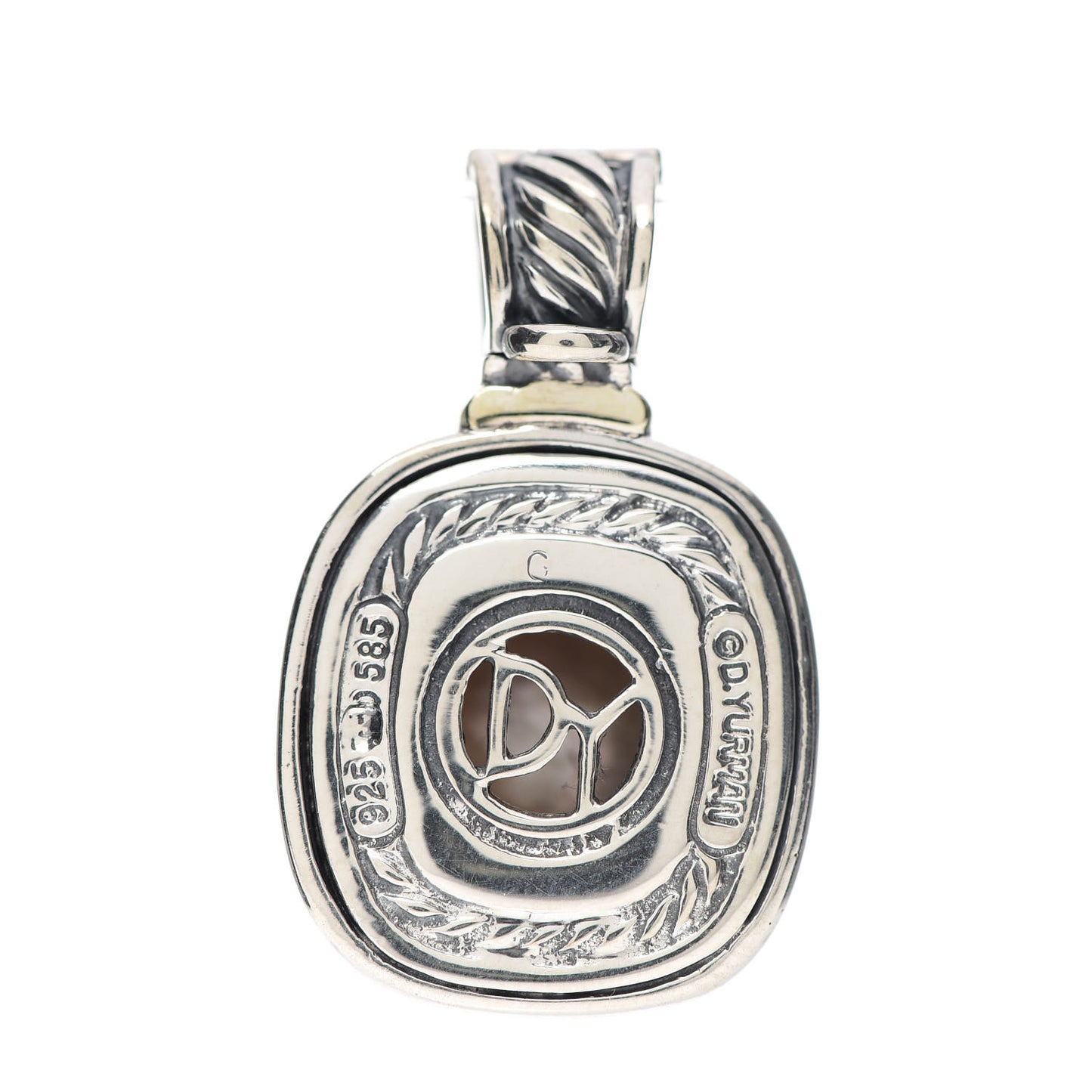 Sterling Silver 14K Yellow Gold Pearl 10mm Albion Enhancer Pendant