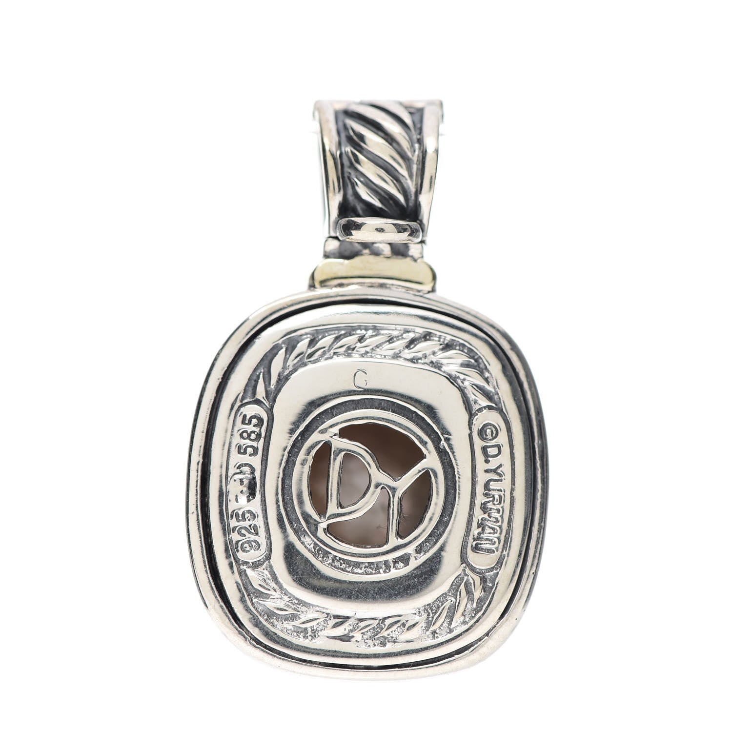 David Yurman Sterling Silver 14K Yellow Gold Pearl 10mm Albion Enhancer Pendant 3 of 3