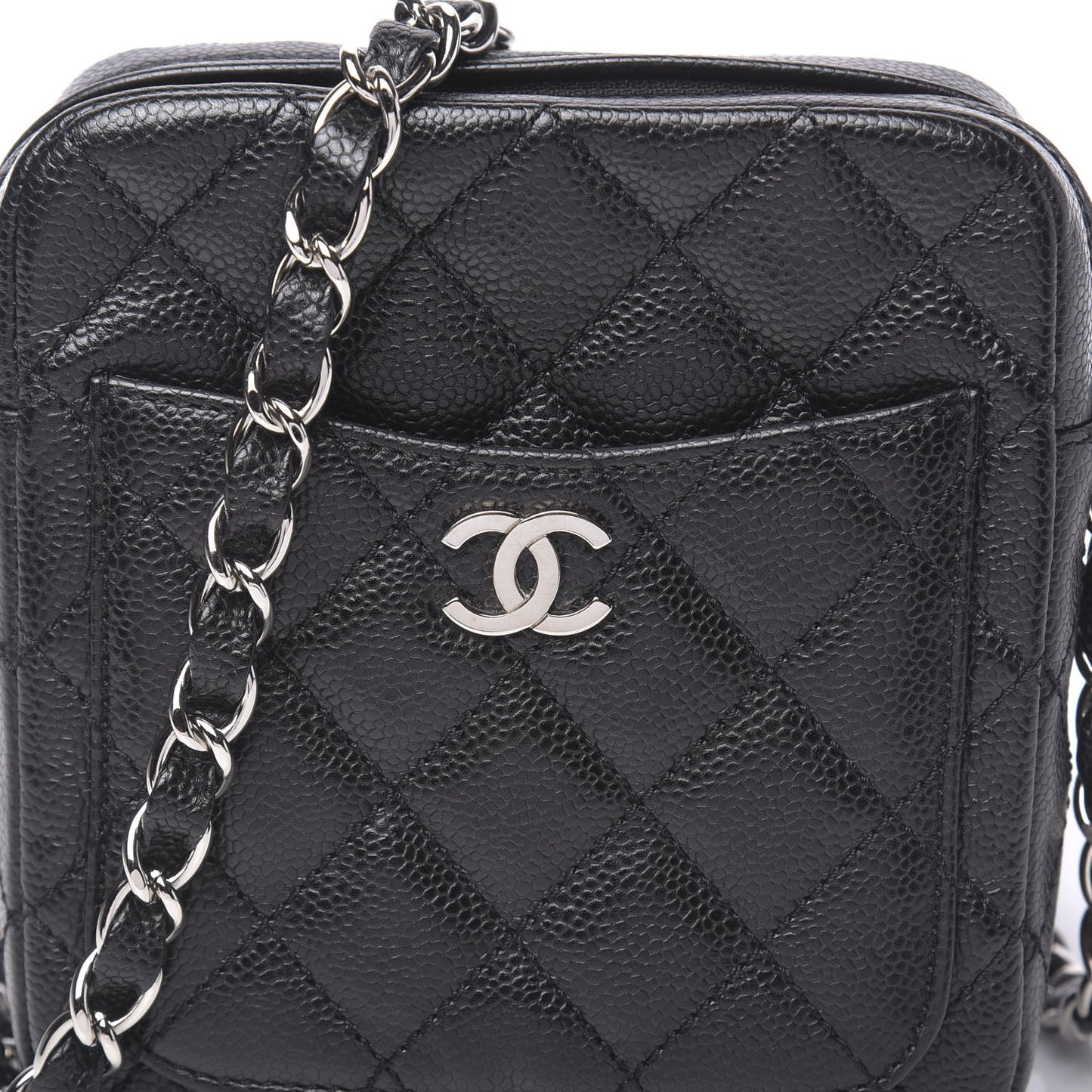 Caviar Quilted Camera Case Crossbody Bag Black