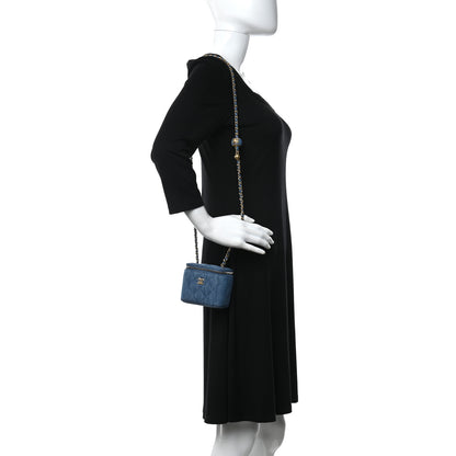 Chanel Denim Quilted Mini Pearl Crush Vanity Case With Chain 2 of 11