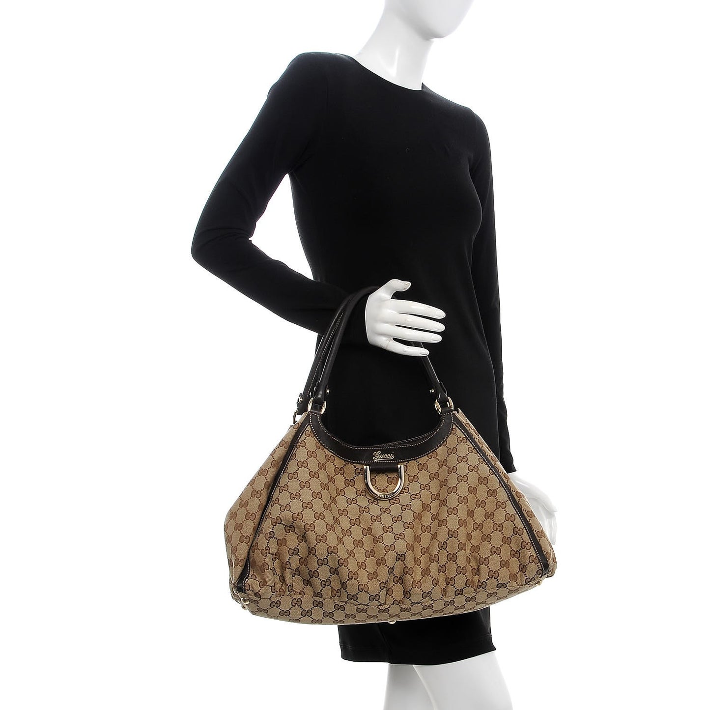 Monogram Large D Gold Hobo Dark Brown