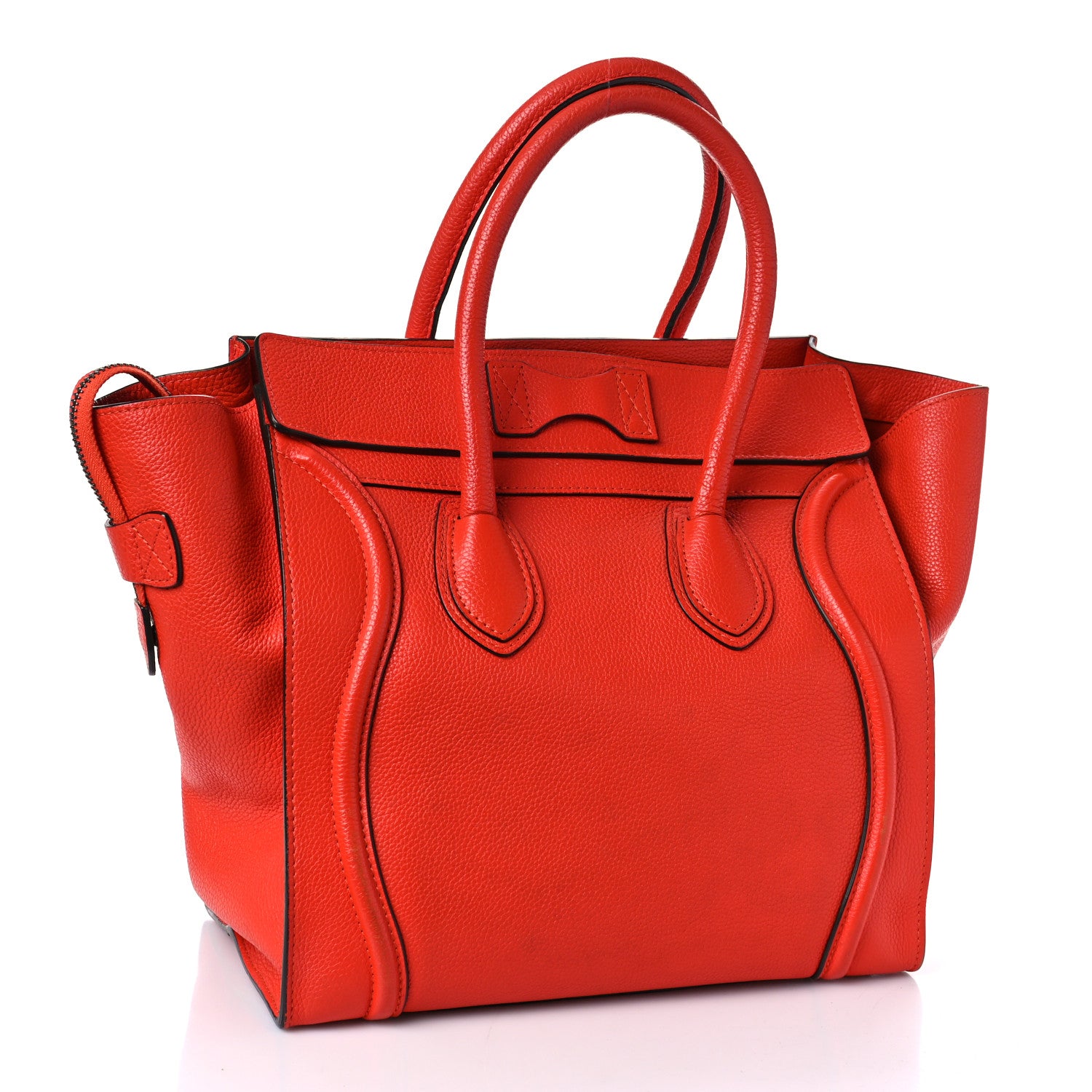 Celine Drummed Calfskin Mini Luggage Vermillion 2 of 10