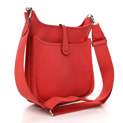 Hermes Taurillon Clemence Evelyne III PM Rouge Pivoine 3 of 10