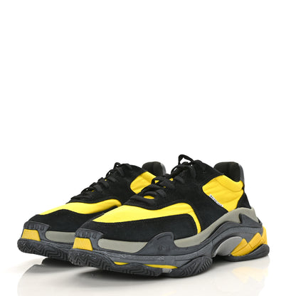 Balenciaga Nylon Suede Mens Triple S 2.0 Sneakers 42 Black Jaune Gris 3 of 7