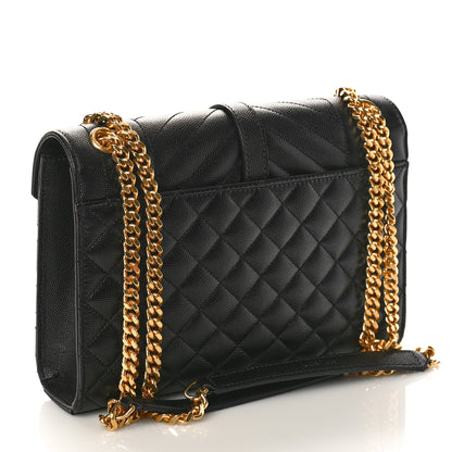 Saint Laurent Grain De Poudre Textured Mixed Matelasse Triquilt Medium Monogram Satchel Black 2 of 8