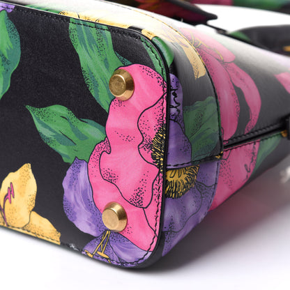 Balenciaga Smooth Calfskin Lush Floral Print S Ville Top Handle Bag Black Multicolor 5 of 9