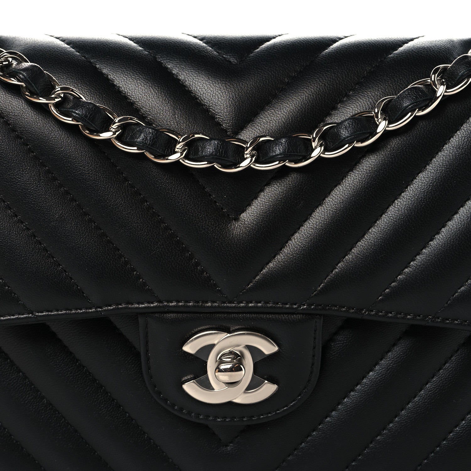 Chanel Lambskin Chevron Quilted Small Double Flap Black 8 of 10