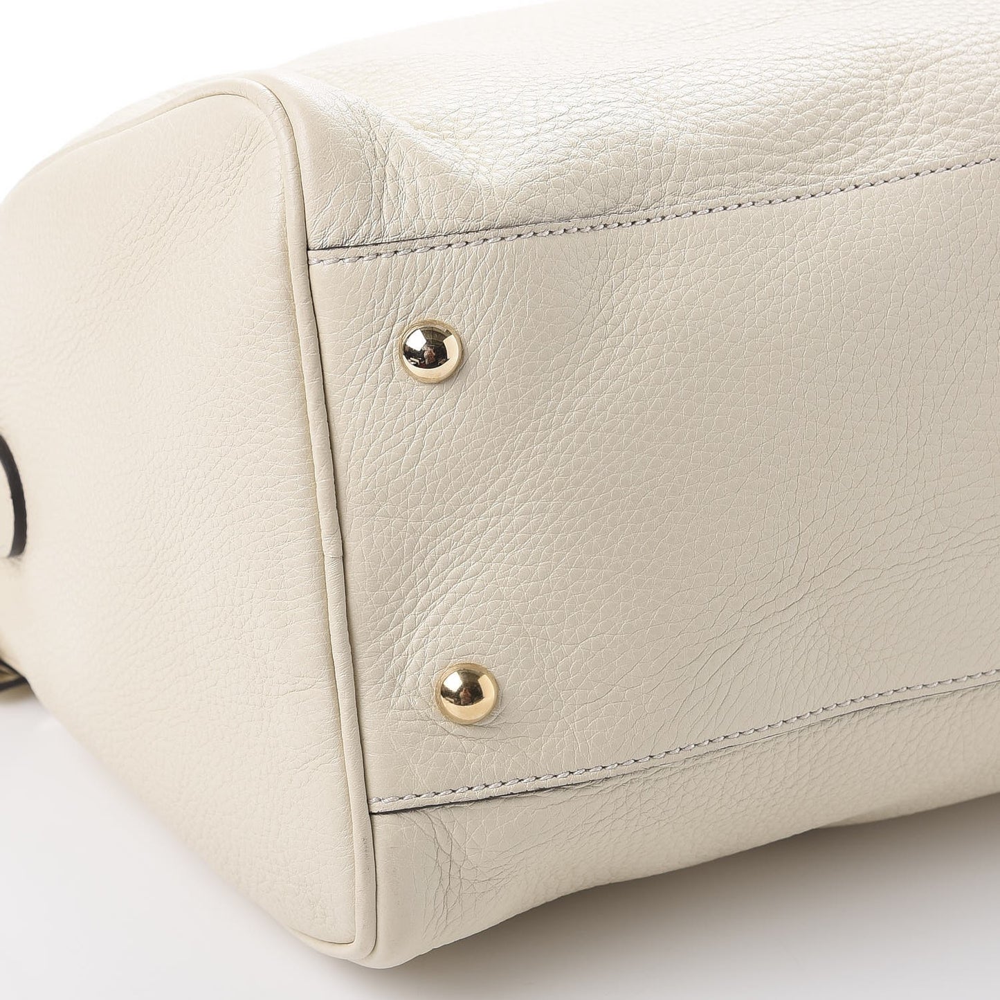 Calfskin Bamboo Medium Shopper Boston Mystic White