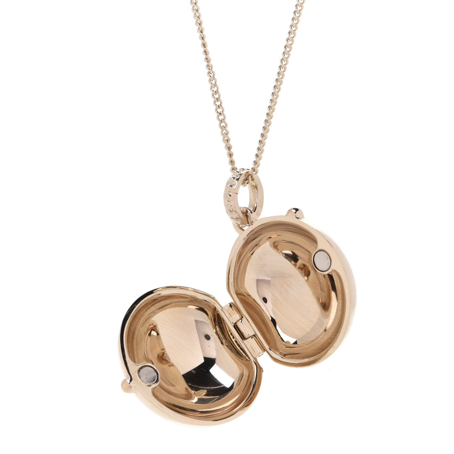 Metal CC Locket Necklace Gold
