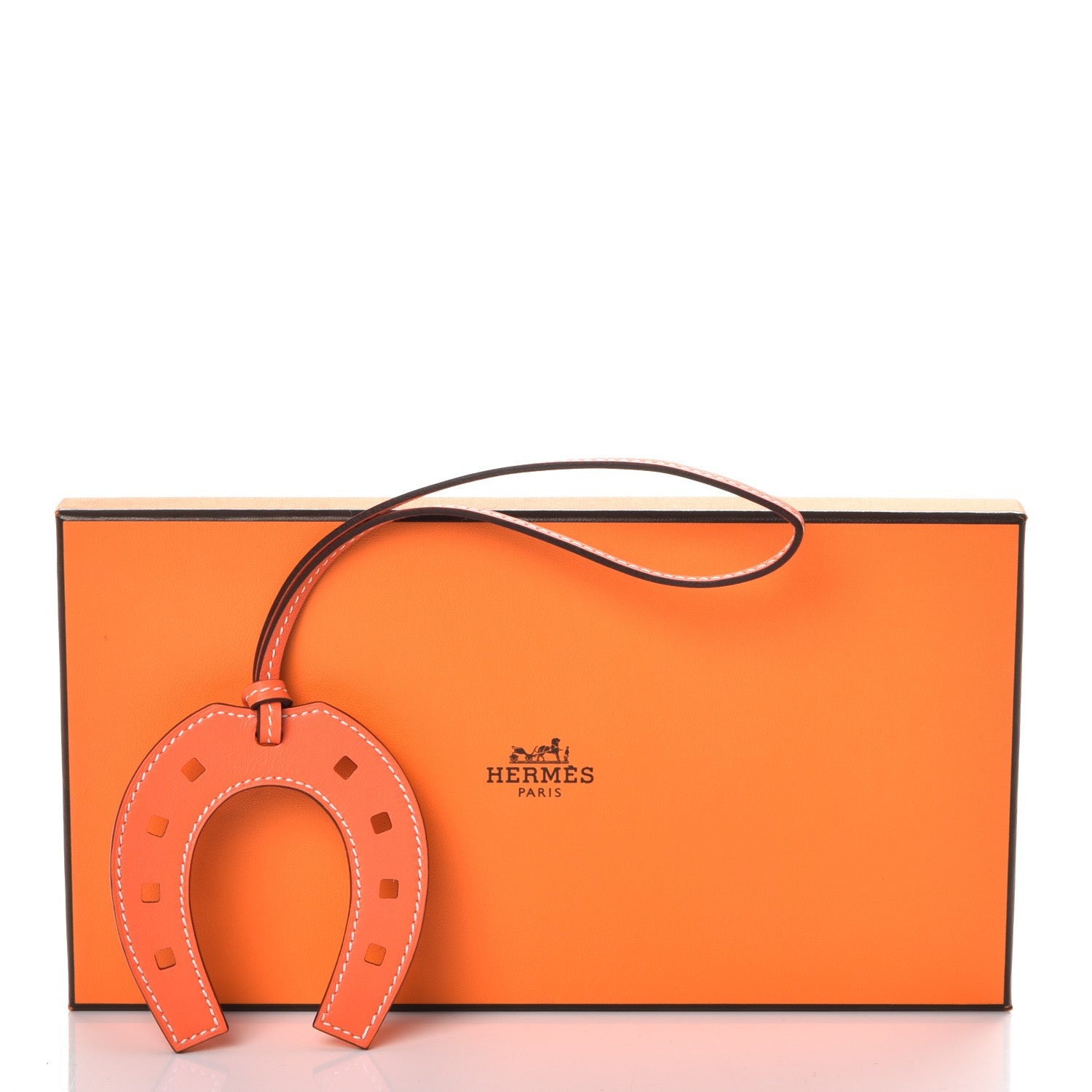 Hermes Swift Paddock Horseshoe Bag Charm Orange Poppy 4 of 4