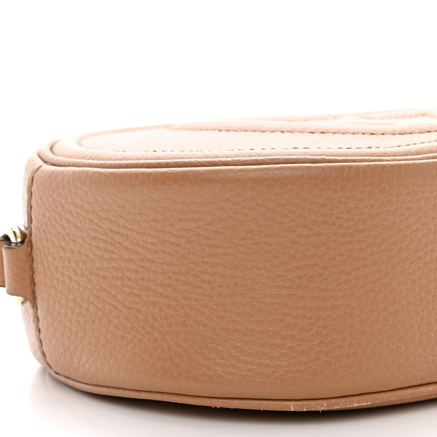 Pebbled Calfskin Oval Soho Shoulder Bag Beige Camelia
