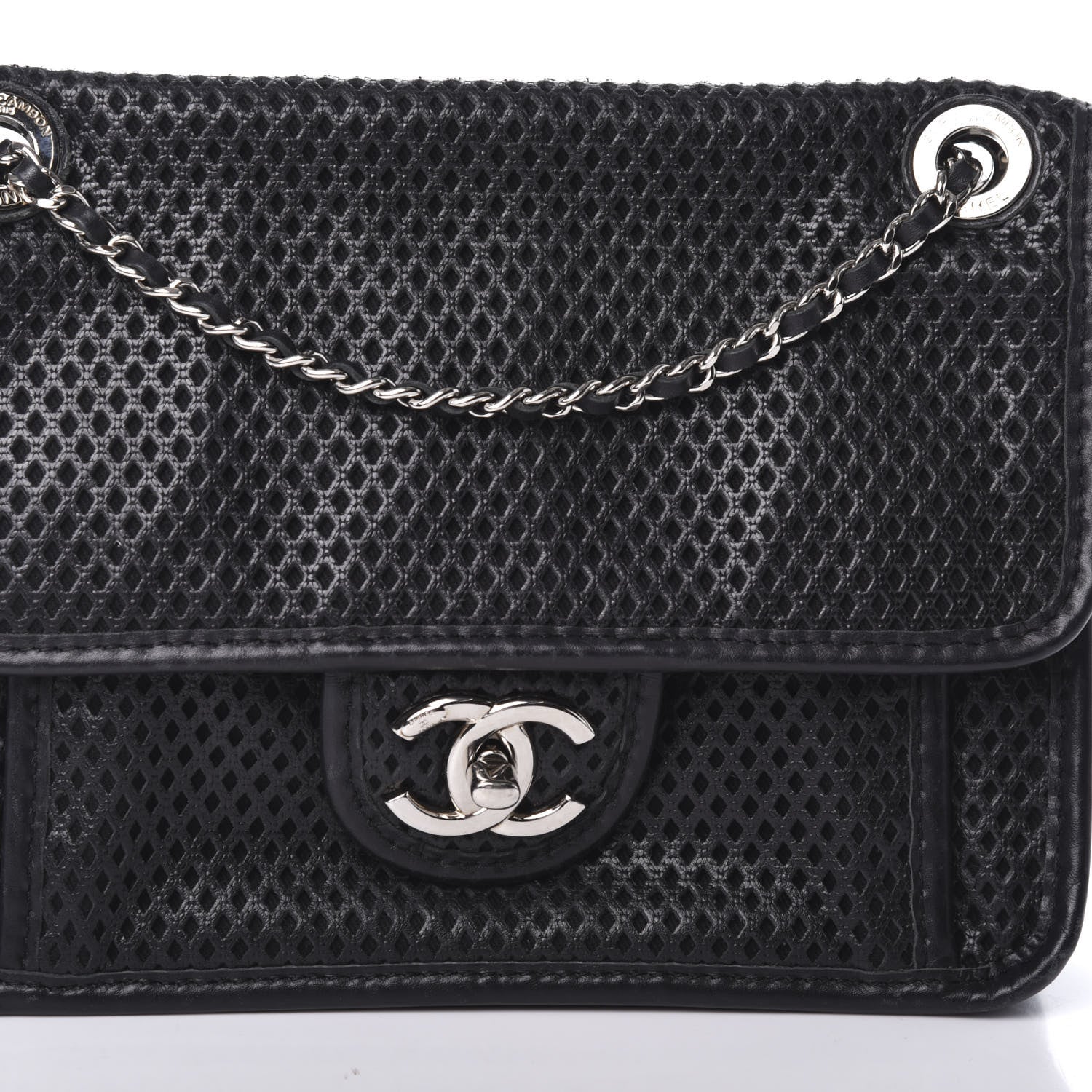 Chanel Metallic Perforated Calfskin Small Up In The Air Flap Black 14 of 18