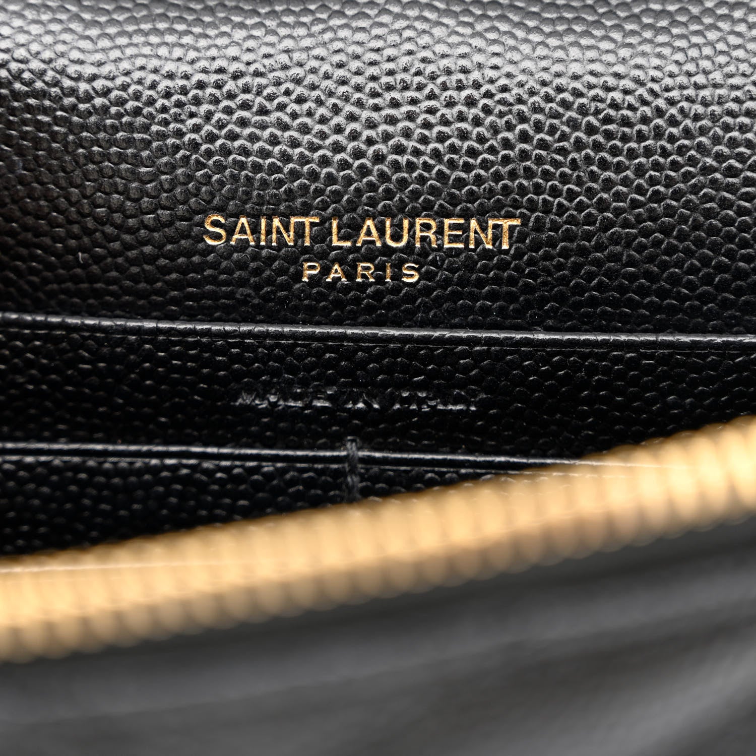 Saint Laurent Grain De Poudre Matelasse Chevron Monogram Envelope Chain Wallet Black 6 of 12