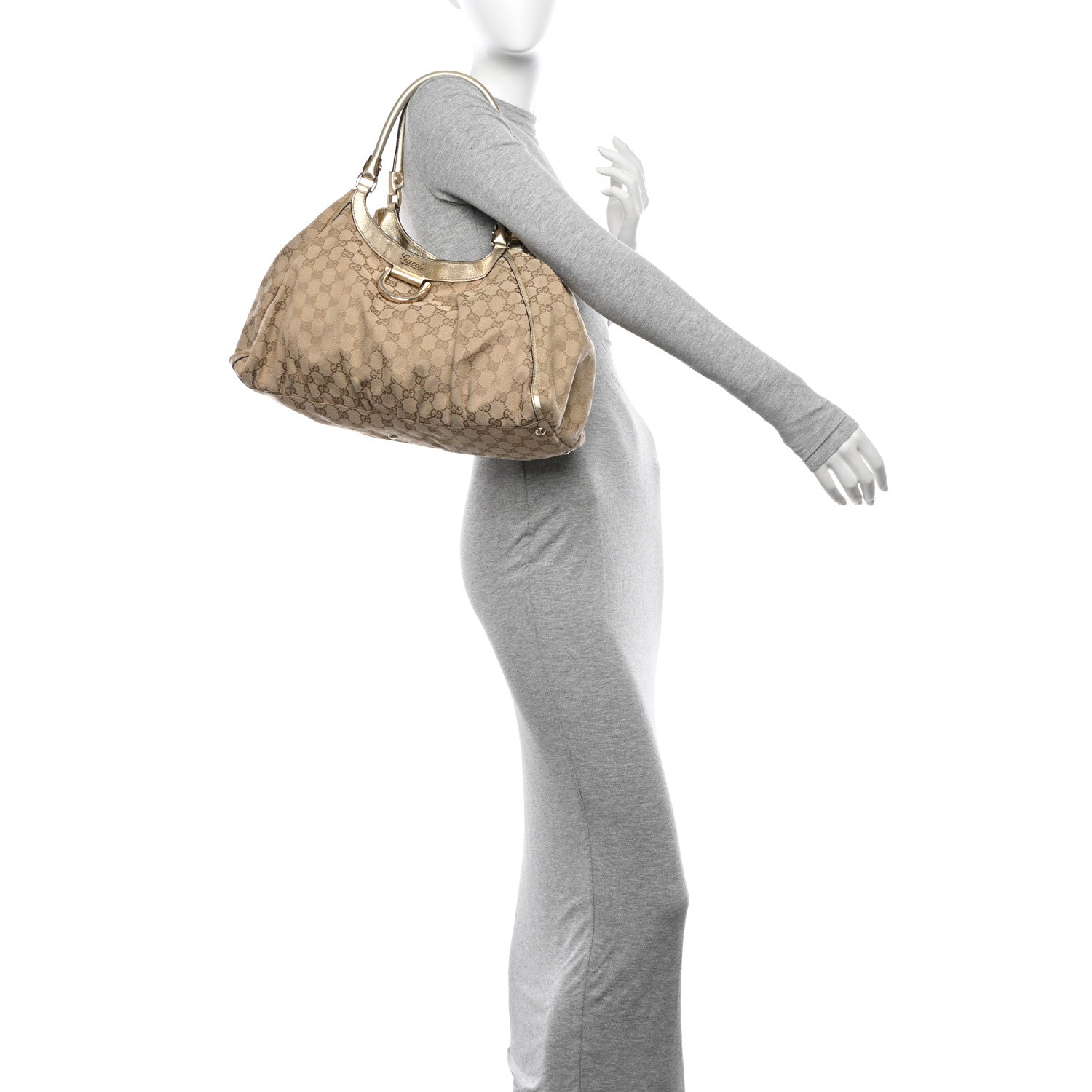 Gucci Monogram Large D Gold Hobo Metallic Gold 2 of 17