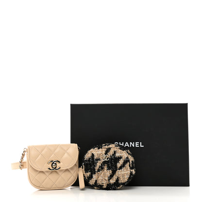 Chanel Tweed Lambskin Quilted Waist Bag With Coin Purse Beige 12 of 12