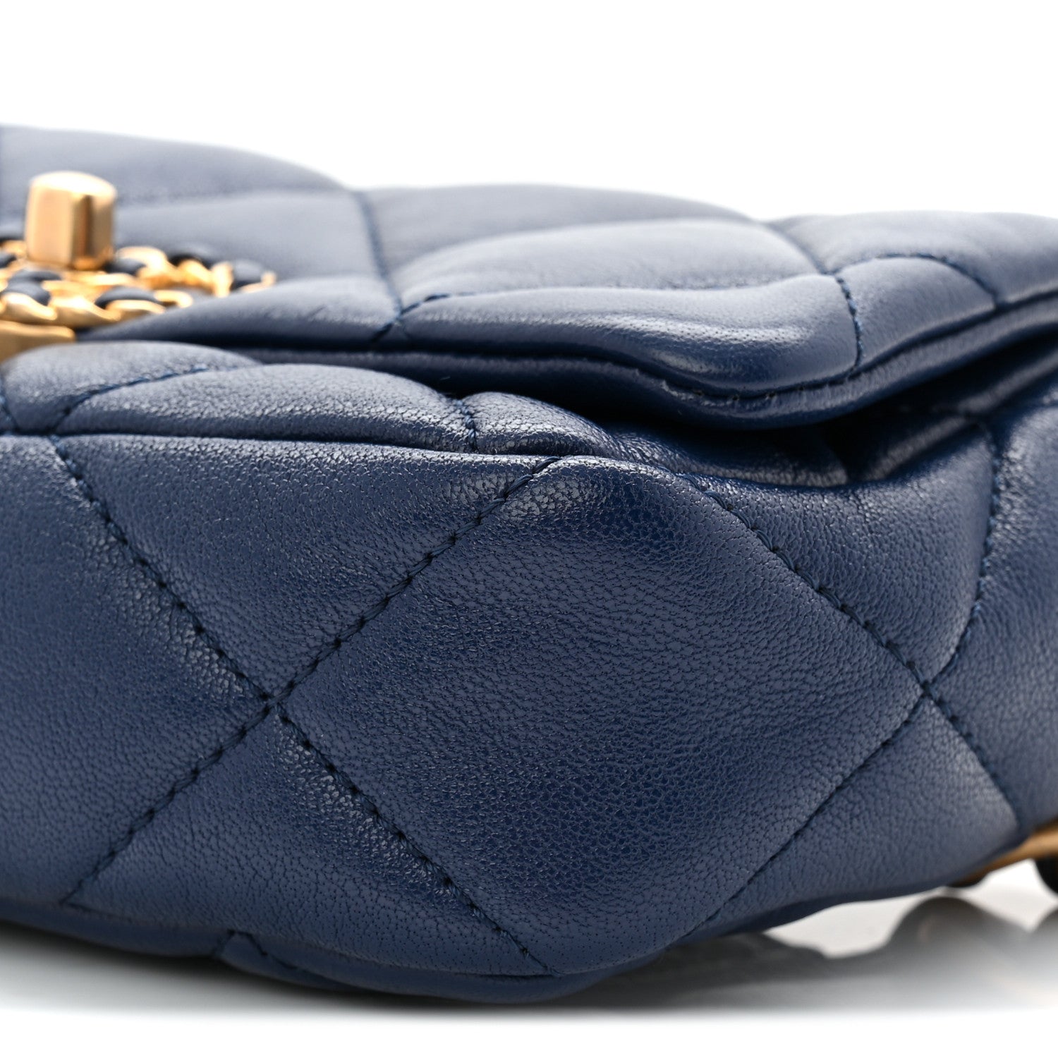 Chanel Goatskin Quilted Chanel 19 Waist Bag Dark Blue 10 of 10