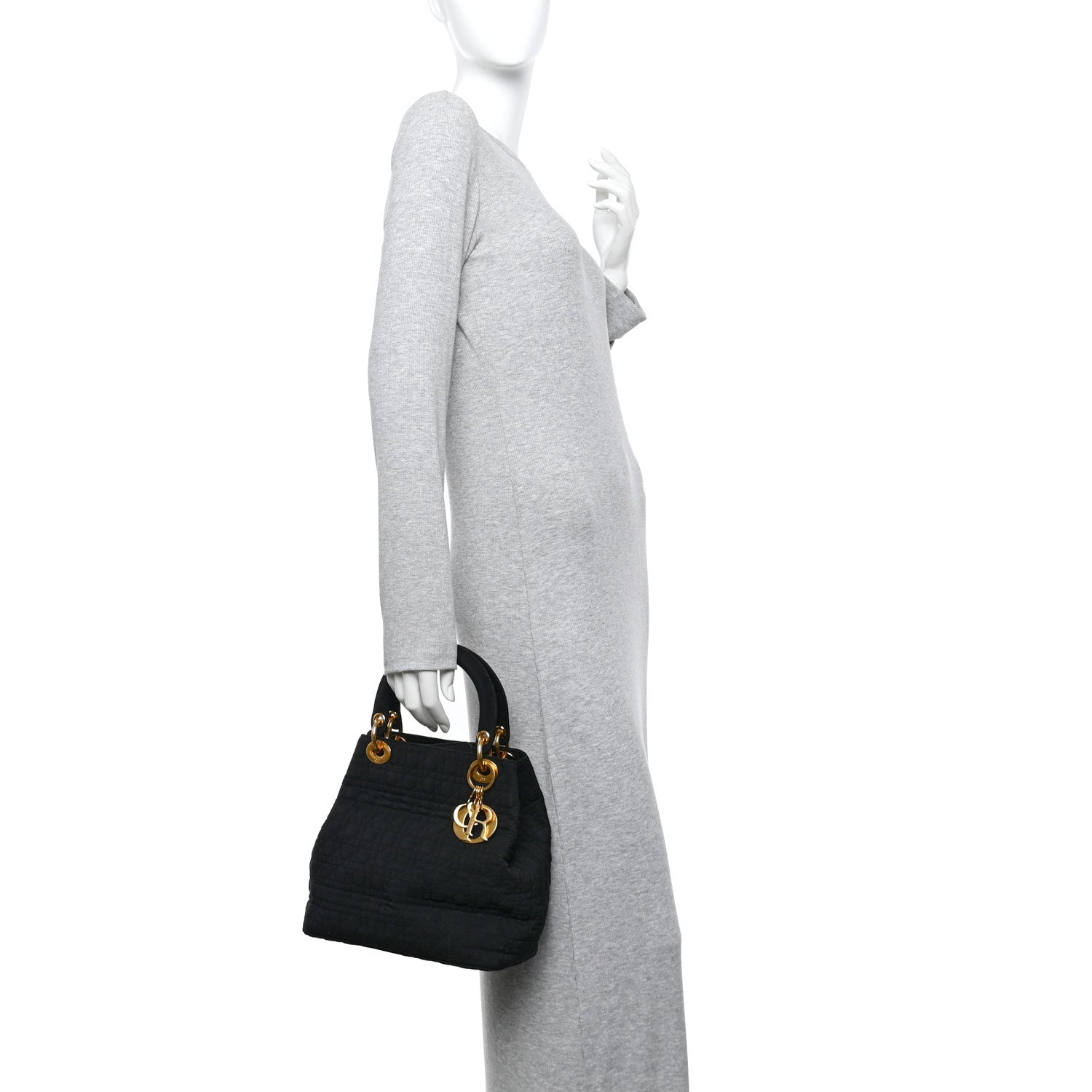 Christian Dior Nylon Cannage Medium Lady Dior Black 3 of 27