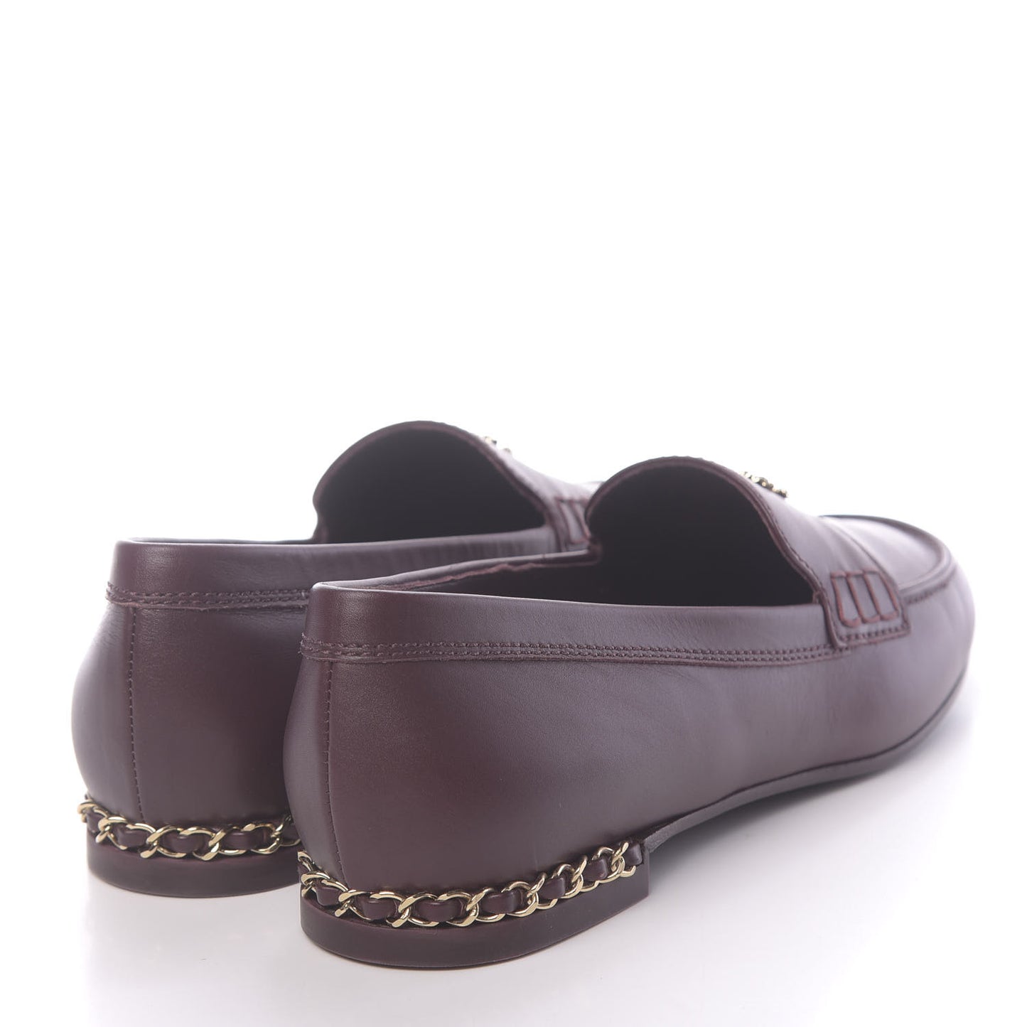 Calfskin CC Chain Mocassin Loafers 39 Burgundy