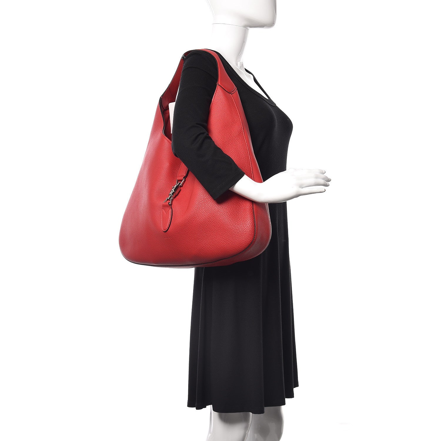 Gucci Soft Grained Calfskin Large Jackie Hobo Hibiscus Red 2 of 11