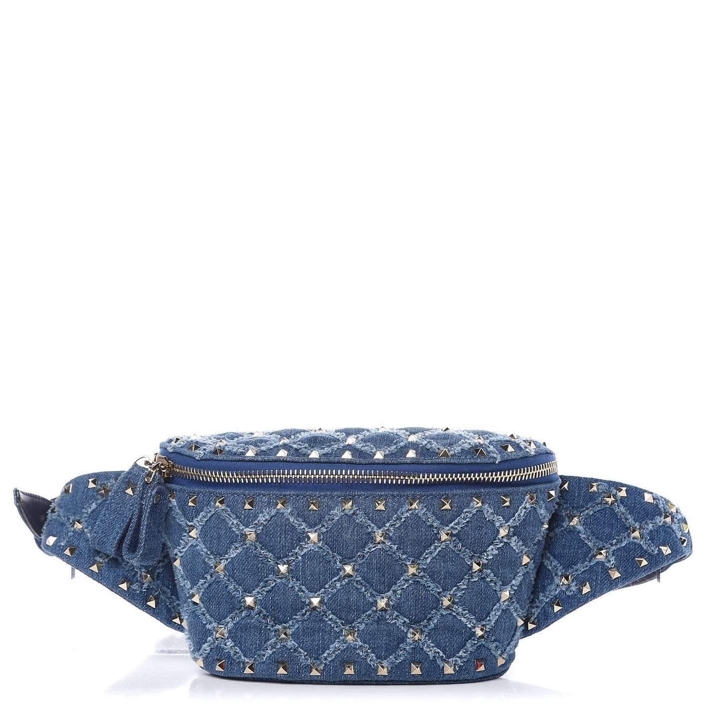 Denim Rockstud Spike Belt Bag 85 Blue