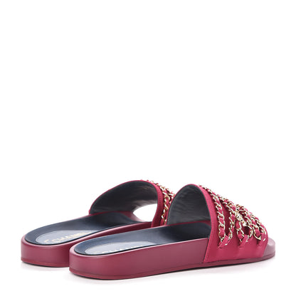 Chanel Satin Chain Flat Sandals 40 Dark Fuchsia 4 of 10