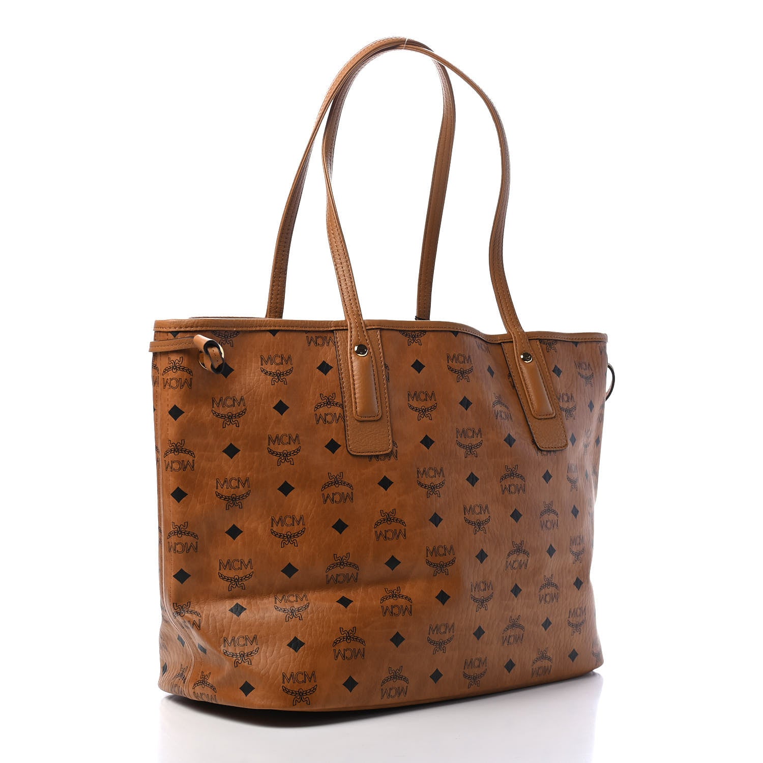 MCM Visetos Medium Liz Reversible Shopper Tote Cognac 4 of 13