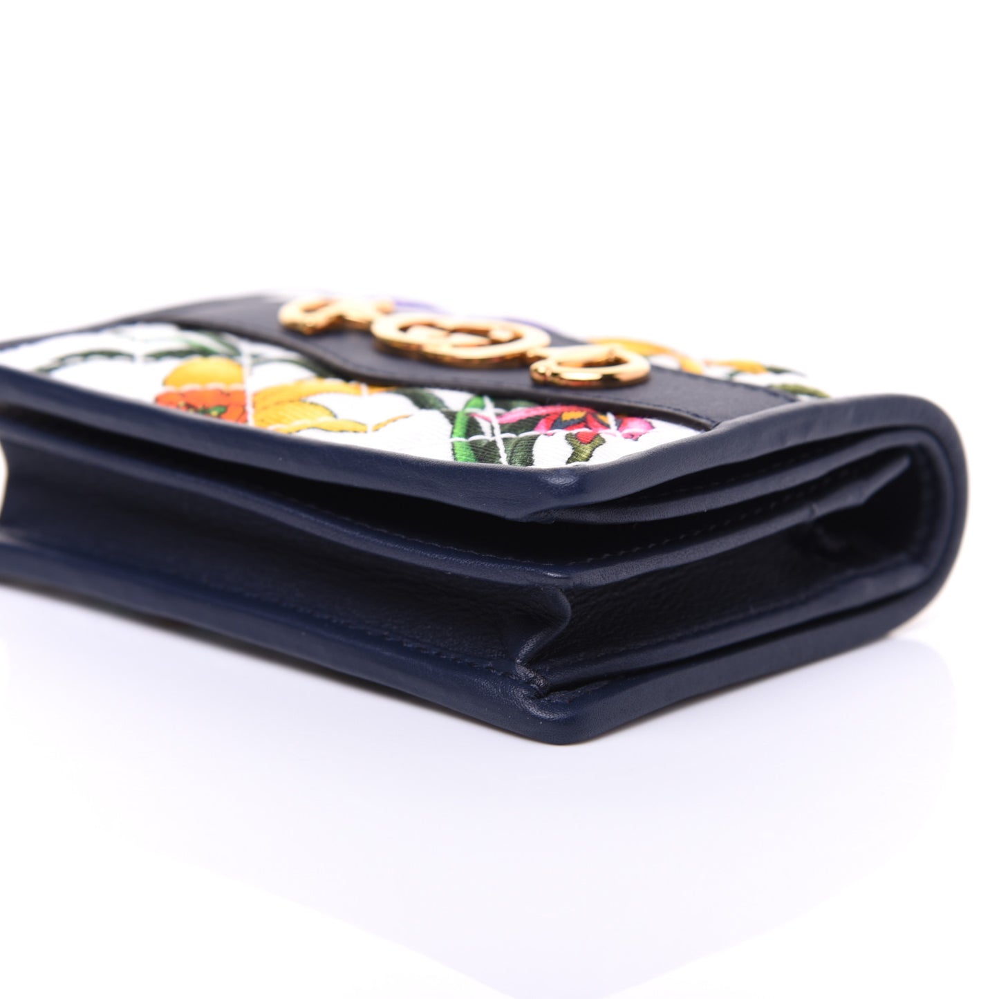 Canvas Flora Floral Trapuntata Zumi Card Case Wallet Great White Multicolor Blue Agata