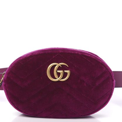 Gucci Velvet Matelasse GG Marmont Belt Bag 85 34 Fuchsia Violet Cyclamen 10 of 10