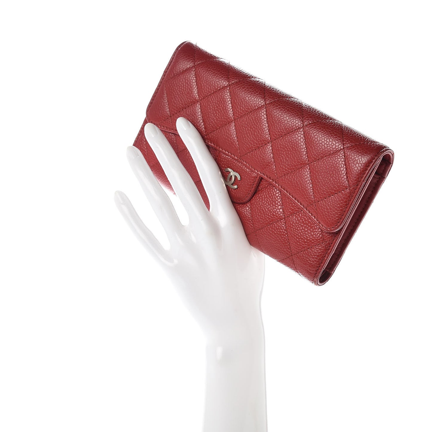 Caviar Quilted Large Flap Wallet Red