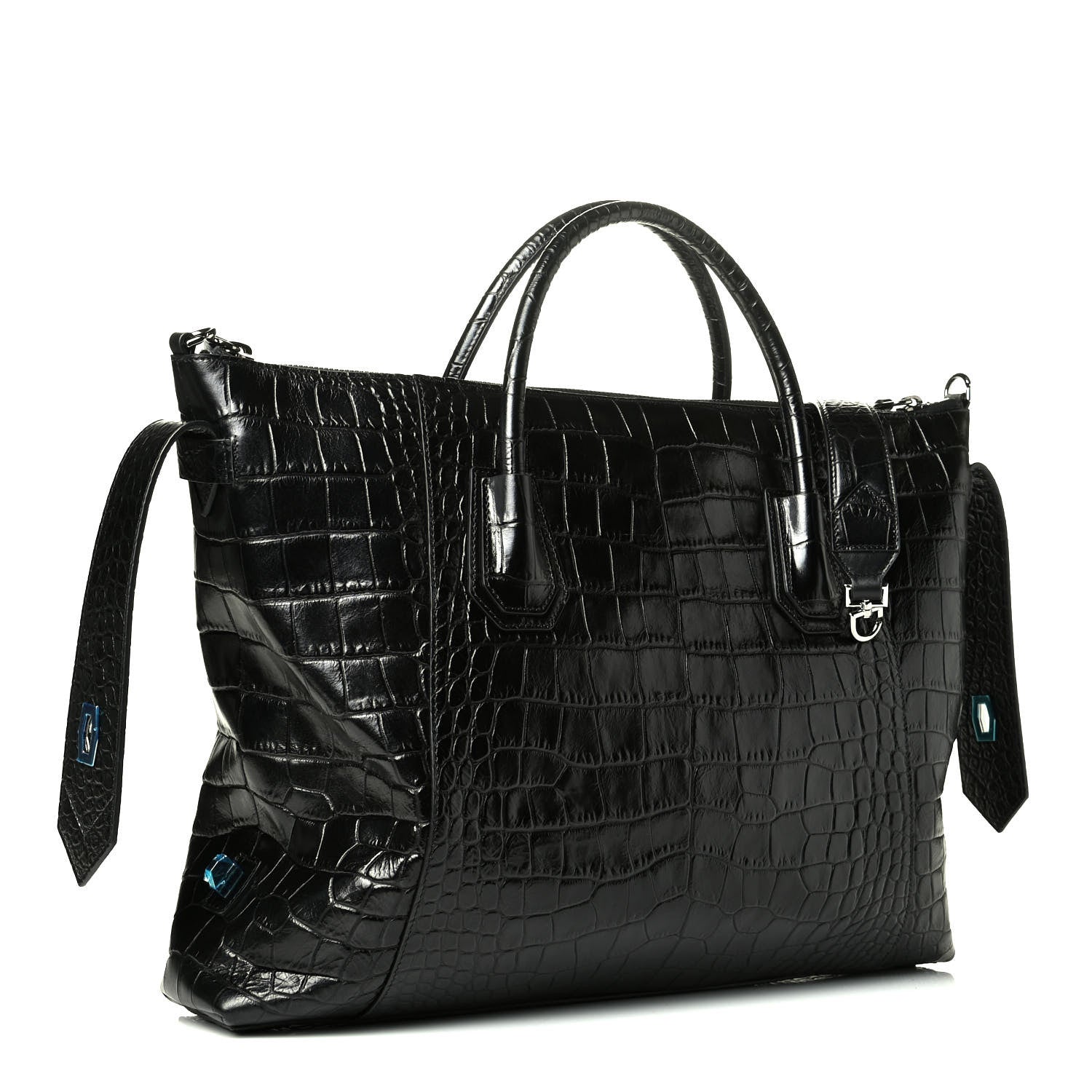 Givenchy Calfskin Crocodile Embossed Medium Soft Antigona Black 2 of 7