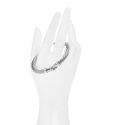 David Yurman Sterling Silver Diamond 7mm Cable Buckle Cuff Bracelet 2 of 5