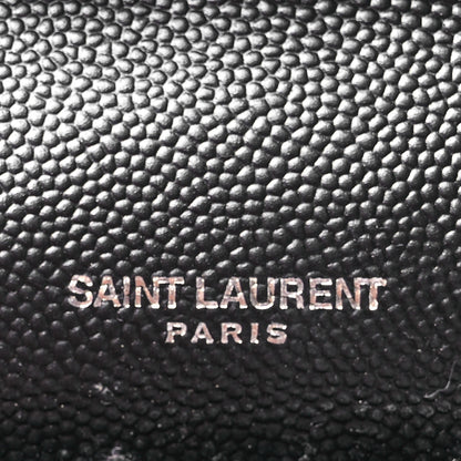 Saint Laurent Grain De Poudre Matelasse Chevron Monogram Chain Wallet Black 6 of 15